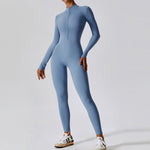 Seamless Zip-Up Long-Sleeve Yoga Jumpsuit