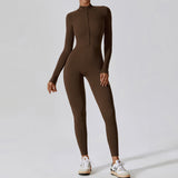 Seamless Zip-Up Long-Sleeve Yoga Jumpsuit