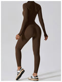 Seamless Zip-Up Long-Sleeve Yoga Jumpsuit