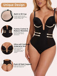 Women Shapewear Bodysuit Built in Bra Tummy Control U Plunge Backless Thong Body Suits