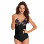 Women's One-Piece Swimsuit Half-Body Printed Design Sexy yet Conservative Swimwear