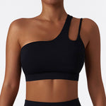 One-Shoulder Cloud-Feel Sports Bra – Shockproof Yoga & Workout Top