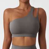 One-Shoulder Cloud-Feel Sports Bra – Shockproof Yoga & Workout Top