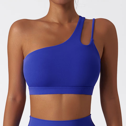 One-Shoulder Cloud-Feel Sports Bra – Shockproof Yoga & Workout Top