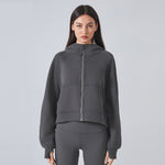 New Women's Zipper Hooded Sports Jacket