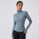 Women's Fall Yoga Jacket Long Sleeve Slim Fit High Neck Running Cycling Fitness Top