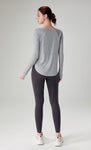 Women's Off-Shoulder Loose Fit Yoga Top - Fall Long Sleeve Activewear