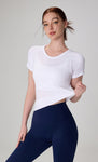 Seamless Slim Fit Yoga Top for Women - Breathable Waist-Cinching Activewear