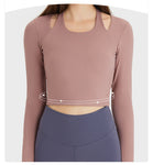 Trendy Halter-Neck Long-Sleeve Yoga Top – Sculpting, Ultra-Soft, and Fashion-Forward