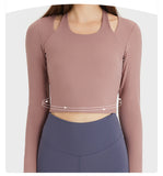 Trendy Halter-Neck Long-Sleeve Yoga Top – Sculpting, Ultra-Soft, and Fashion-Forward