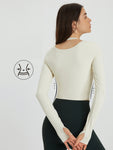 Trendy Halter-Neck Long-Sleeve Yoga Top – Sculpting, Ultra-Soft, and Fashion-Forward