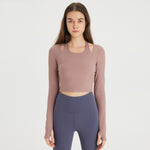 Trendy Halter-Neck Long-Sleeve Yoga Top – Sculpting, Ultra-Soft, and Fashion-Forward