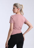 Women's fitness short sleeved suit seamless knitted tight fitting T-shirt