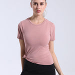 Women's fitness short sleeved suit seamless knitted tight fitting T-shirt