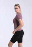 Women's fitness short sleeved suit seamless knitted tight fitting T-shirt