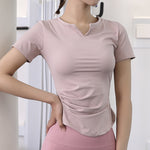 Women's Summer thin nylon V-neck sports short sleeved T-shirt