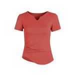 Women's Summer thin nylon V-neck sports short sleeved T-shirt