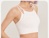 Strap Slimming Sports Bra Faux Two-piece for Women Anti-Shock for Running, Yoga, Fitness - Tank Top with Thin Straps