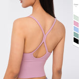 Sexy Back Cross Strappy Cropped Workout Top Padded Sports Yoga Bra