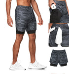 Mens 2 in 1 Running Shorts with Pocket & Towel Loop