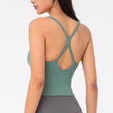 Sexy Back Cross Strappy Cropped Workout Top Padded Sports Yoga Bra