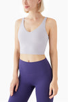 Sexy V Neck Moving Comfort Sports Bra Cropped Workout Top Yoga Vest