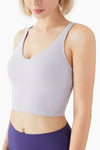 Sexy V Neck Moving Comfort Sports Bra Cropped Workout Top Yoga Vest