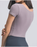 Women's tight O neck smooth fabric T-shirt