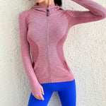 Womens Full Zip Athletic Running Jackets Hooded Sport Track Jackets with Thumb Holes