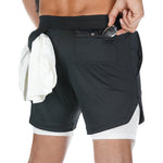 Men's 2 in 1 Running Shorts Gym Workout Quick Dry Mens Shorts with Phone Pocket