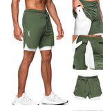 Mens 2 in 1 Running Shorts with Pocket & Towel Loop
