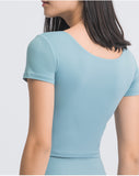 Women's tight O neck smooth fabric T-shirt