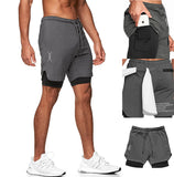 Men’s 2 in 1 Running Shorts Quick Dry Gym Athletic Workout Shorts for Men with Phone Pockets