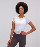 Women's back open loose fit yoga wear top T shirt