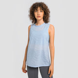 Breathable see through  Loose Fitness Yoga Blank Long Cami Tank Top for Women Gym