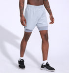 Mens Running 2 in 1 Shorts Workout Gym Training Yoga Sport Inner Compression Tight Perfomance Shorts with Phone Pocket