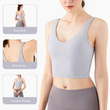 Sexy V Neck Moving Comfort Sports Bra Cropped Workout Top Yoga Vest