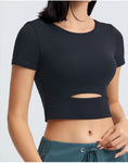 Women's short open front tight smooth fabric yoga wear top