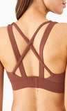 New arrival high impact sports bra with hooks back cross padded yoga bra