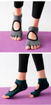 Five Half  Finger Non-slip Hole Instep Yoga Socks(3 Pairs,Random colors)