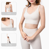 Sexy V Neck Sports Top High Support Yoga Bra