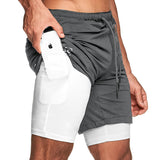 Men’s 2 in 1 Running Shorts Quick Dry Gym Athletic Workout Shorts for Men with Phone Pockets