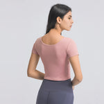 Women's tight O neck smooth fabric T-shirt