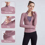 Women's New arrival yoga jacket plus size with zipper and pocket sports top coat