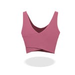 V-Neck High Support Soft Built-in Sports Bras for Fitness Bra with Removable Pads