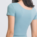 Women's tight O neck smooth fabric T-shirt