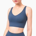 Sexy V Neck Sports Top High Support Yoga Bra