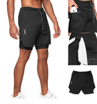 Mens 2 in 1 Running Shorts with Pocket & Towel Loop