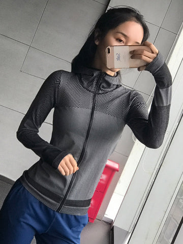 Hoodie Jacket Sportswear Hooded Workout Track Running Jacket with Zip Front