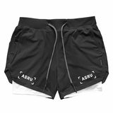 Men's 2 in 1 Running Shorts Gym Workout Quick Dry Mens Shorts with Phone Pocket